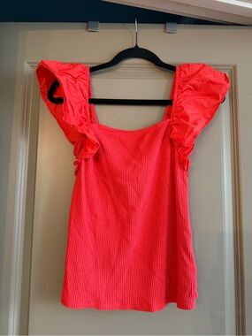 a new day Red Ribbed Square Neck Tank